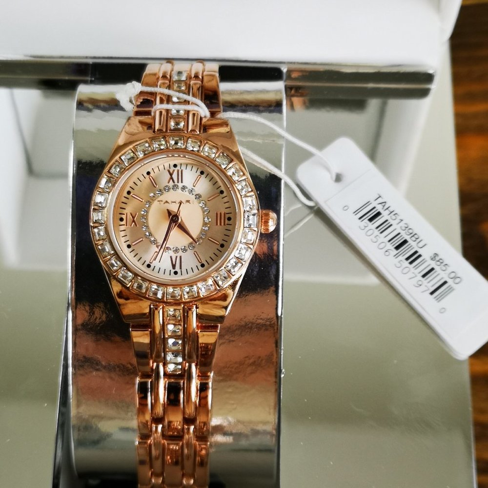 TAHARI Women's Rose Gold Bling Rhinestones